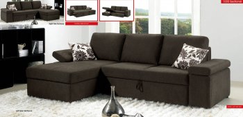 Charcoal-Brown Fabric Modern Sectional Sofa w/Pull-Out Bed [EFSS-1000]