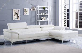 Monroe Sectional Sofa in White Bonded Leather by Whiteline [WLSS-Monroe White]