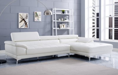 Monroe Sectional Sofa in White Bonded Leather by Whiteline