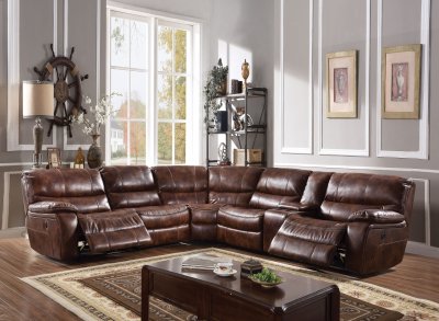 Brax Power Motion Sectional 52070 in Brown Leather Gel by Acme