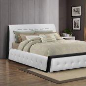 B177 Upholstered Bed in White & Black