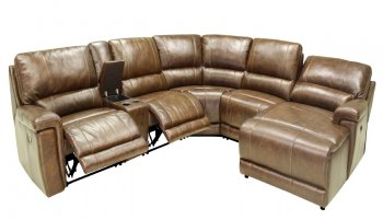 Hazelnut Full Leather 6PC Modern Motion Reclining Sectional Sofa [CHFSS-FL-Taylor-V2]