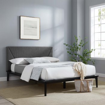Dakota Upholstered Platform Queen Bed Gray & Black by Modway [MWB-MOD-6670-BLK-GRY Dakota]