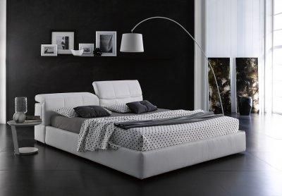 Tower Storage Bed in White Eco Leather by J&M