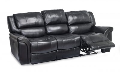 Dawson Power Reclining Sofa Set in Black Leather Match
