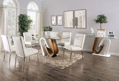 Cilegon Dining Table FOA3748T in White & Natural Tone w/Options