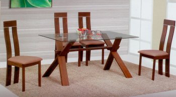 Light Brown Modern Glass Top Dining Table w/Optional Chairs [AMDS-12640-Tuscano]