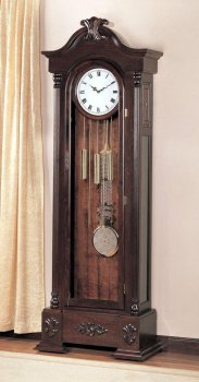 Warm Brown Finish Large Scaled Grandfather Clock w/Button Motion [CRGC-537-900725]