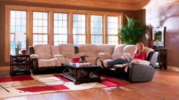 Two-Tone Suede-Soft Microfiber Modern Sectional Sofa w/Recliners [CRSS-347-500627Two-Tone]