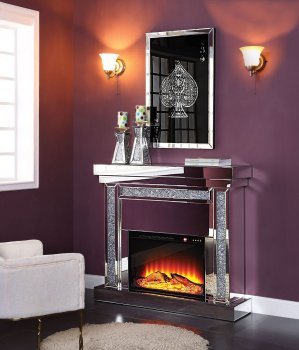 Noralie Electric Fireplace 90470 in Mirror by Acme [AMFP-90470-Noralie]