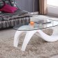 T320 Coffee Table w/White High Gloss Base & Clear Glass Top