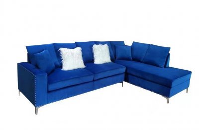 LCL-019 Sectional Sofa in Blue Velvet