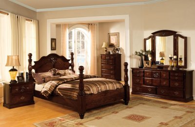 CM7571 Tuscan II Bedroom Set in Glossy Dark Pine w/Options