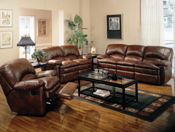 Rich Brown Bonded Leather Modern Reclining Sofa w/Options [CRS-600331-Walter]