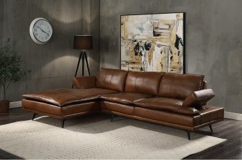 Emrys Sectional Sofa LV01978 in Chocolate Leather by Acme [AMSS-LV01978 Emrys]