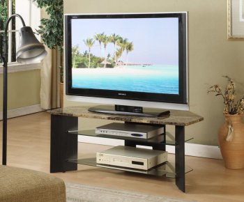 Faux Marble Top & Espresso Wood Finish Modern TV Stand [CTCTV-CART53086ESP]