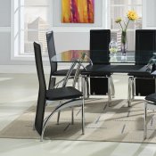 Glass Top Contemporary Dinette Table w/PVC Wrapped Shelf