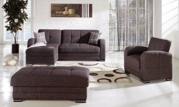 Kubo Sectional Sofa in Andre Dark Brown Fabric by Istikbal [IKSS-Kubo Andre Dark Brown]