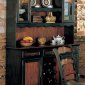 Two-Tone Brown & Black Distressed Finish Buffet w/Wine Cabinet
