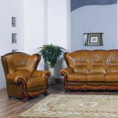 100 Sofa in Genuine Leather by ESF w/Optional Loveseat