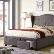 300244Q Upholstered Bed in Brown Tweed Fabric by Coaster