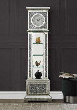 Noralie Grandfather Clock AC00348 in Mirror w/LED by Acme [AMGC-AC00348 Noralie]