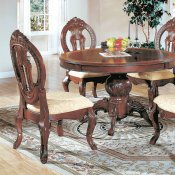 Brown Finish Round Top Classic 5Pc Dining Set w/Options