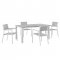 Maine 5 Piece Outdoor Patio Dining Set in White & Gray by Modway