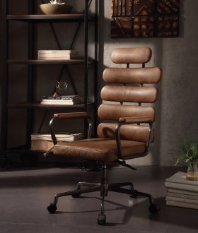 Calan Office Chair 92108 in Retro Brown Top Grain Leather Acme