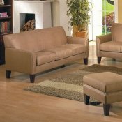 Peat Microfiber Contemporary Sofa w/Cappuccino Wooden Legs