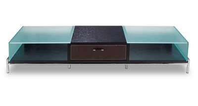 Wenge Finish Contemporary Tv Stand With Glass Storages