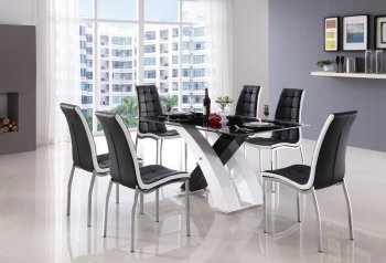128DT Dining Table in White & Black by American Eagle w/Options [AEDS-128DT&128CH]