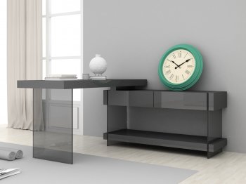 Cloud Office Desk in Grey Gloss & Glass by J&M [JMOD-Cloud Grey]