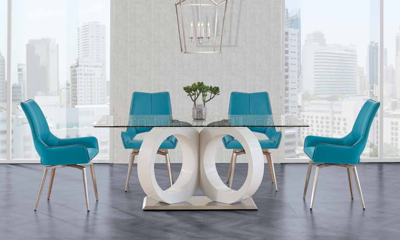 D9002DT Dining Room Set 5Pc by Global w/Turquoise Side Chairs - Click Image to Close