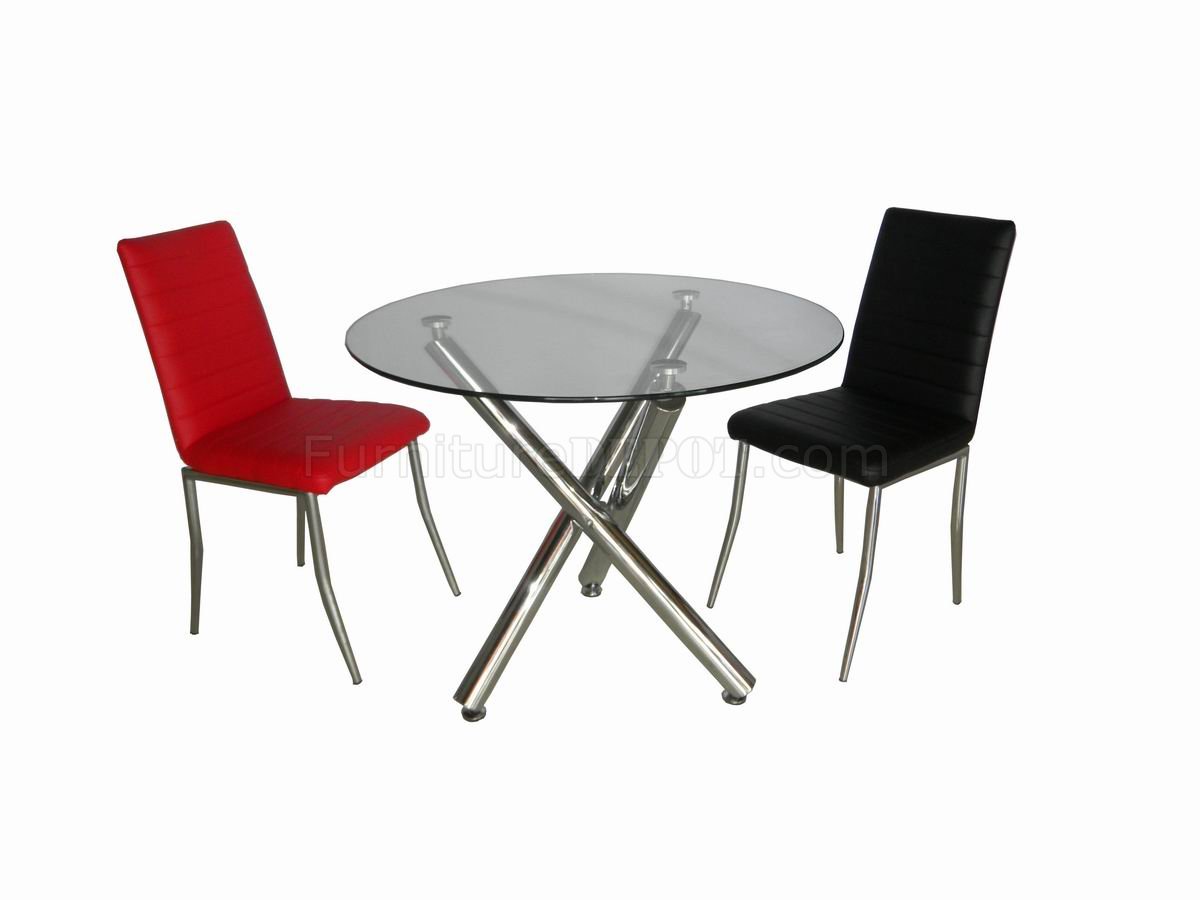 THE FURNITURE :: Clear Glass &apos;Roca&apos; Dining Table with Chrome Steel