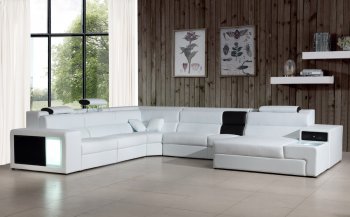 Polaris Sectional Sofa in White Bonded Leather by VIG Furniture [VGSS-Polaris White]