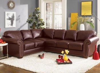 Burgundy or Black Bonded Leather Classic Sectional Sofa [HLSS-L190-Burgundy]
