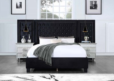 Damazy Bedroom BD00975Q in Black Velvet by Acme w/Options