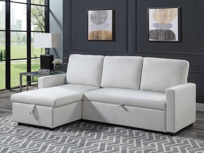 Hiltons Sectional Sofa LV00971 in Beige Fabric by Acme w/Sleeper