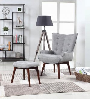 904119 4Pc Accent Chair & Ottoman Set in Grey by Coaster