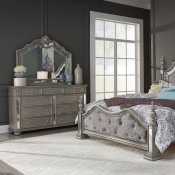 Diana Bedroom in Silver Velvet Fabric by Global w/Options