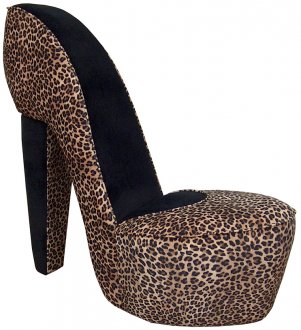 Leopard Fabric Modern Stylish High-Heel Shoe Chair