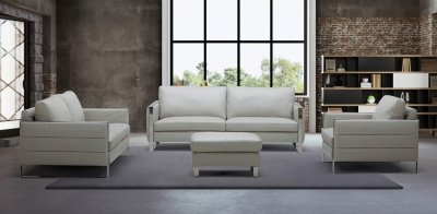 Constantin Sofa in Light Grey Leather by J&M w/Options