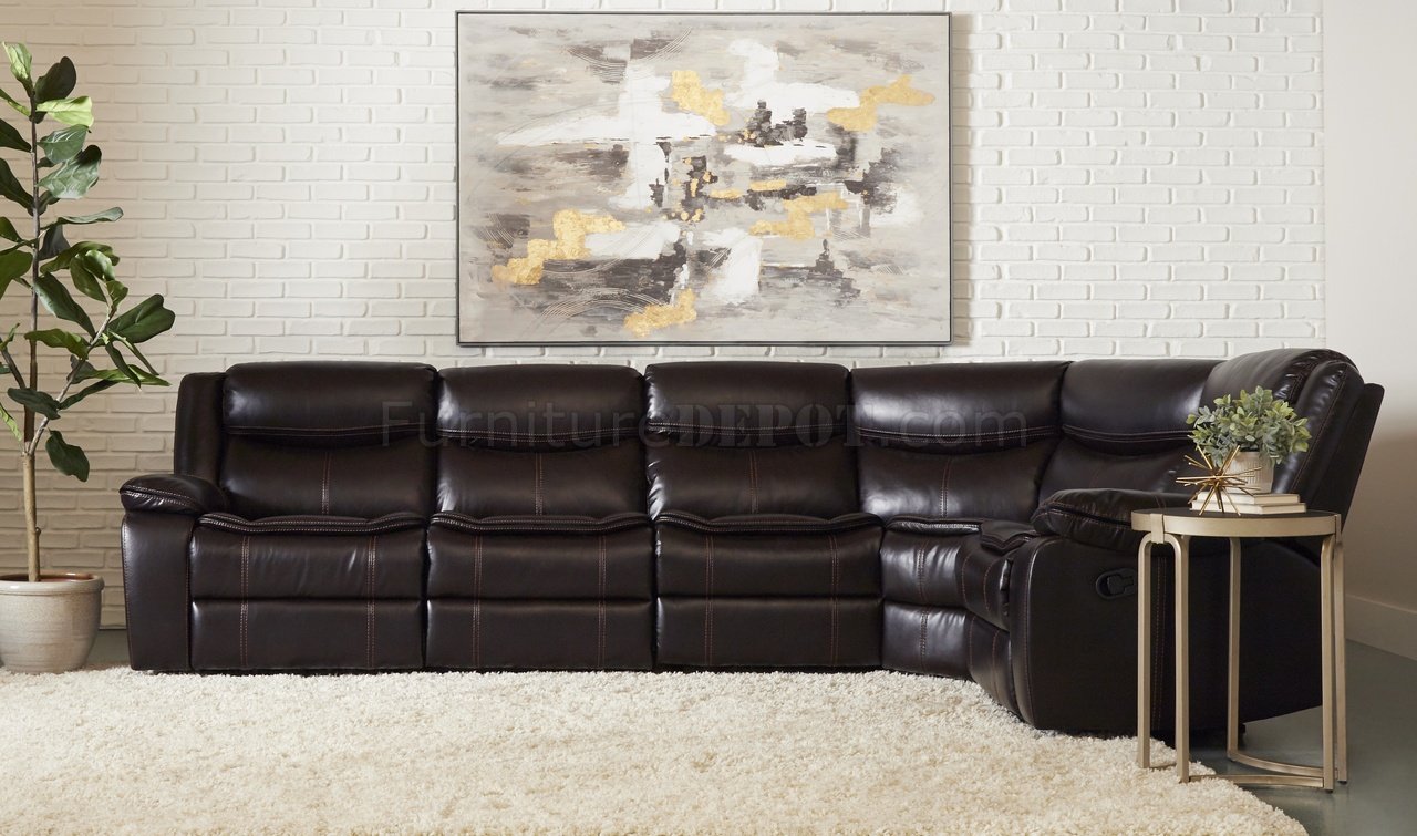 Jackie Motion Sectional Sofa In Java Pu, Klaussner Leather Sectional