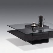 Wenge Finish Contemporary Coffee Table W/Square Glass Top