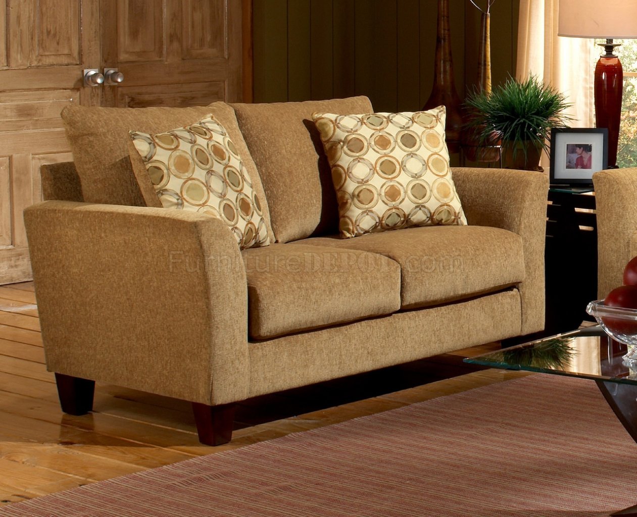 Living Room With Camel Colored Sofa