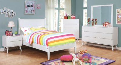 Lennart CM7386WH-T 4Pc Kids Bedroom Set in White w/Options