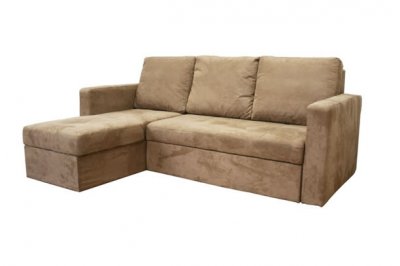 Tan Microfiber Modern Convertible Sectional Sofa Bed