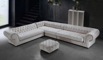 0669 Metropolitan Cream Fabric Sectional Sofa w/Ottoman [VGSS-0669 Metropolitan-Cream]