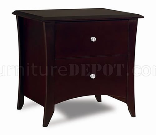 Cappuccino Finish Modern Two-Drawer Nightstand - Click Image to Close